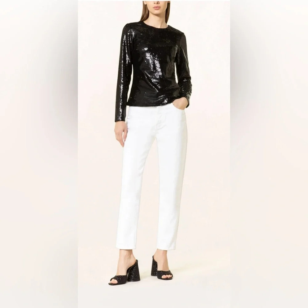 REISS Julianne black Sequin Top